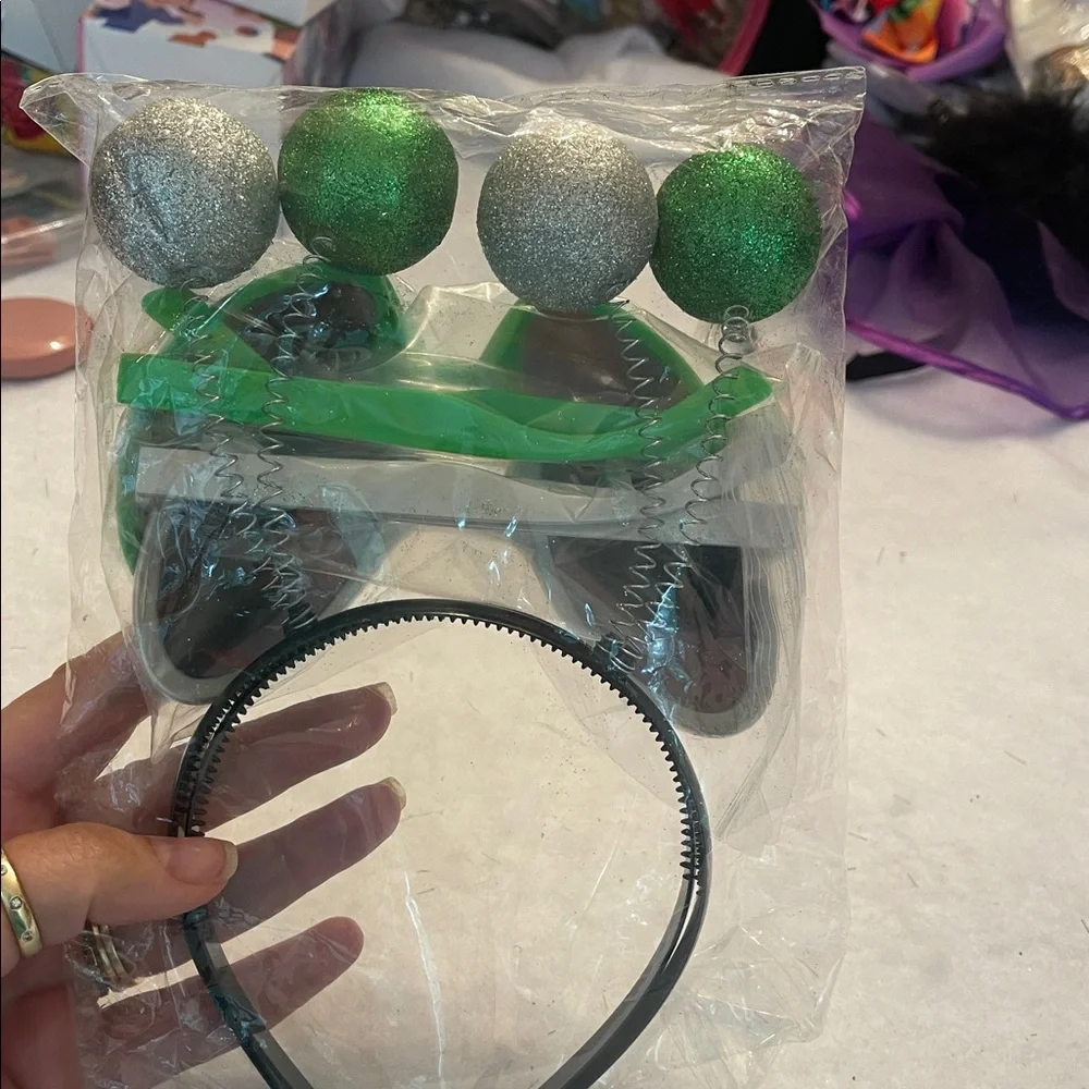 Alien Headband and Sunglasses Set of two- Green and Silver nwt